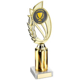GOLD PLASTIC 'LAUREL' HOLDER ASSEMBLED ON MARBLE (2" CEN/3" TUBE) - 10in